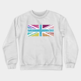 Distressed Long Union Flag Multicol Crewneck Sweatshirt